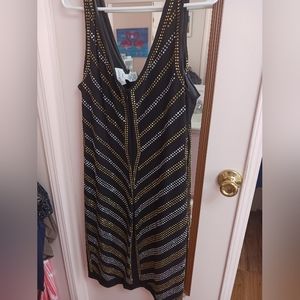 Carmen Marc Valvo Dress Black with gold and silver studs